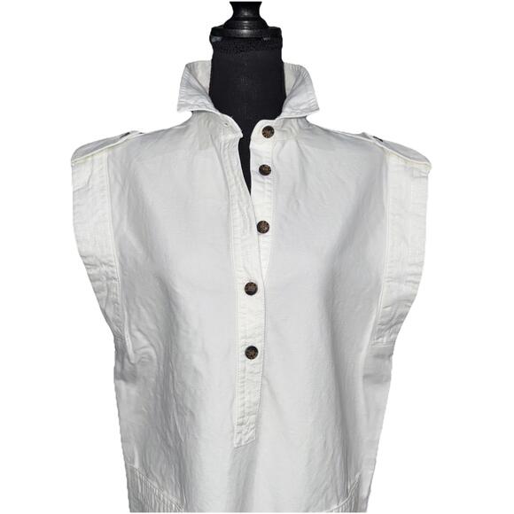 BANANA REPUBLIC NWOT WOMENS UTILITY MINI DRESS IN WHITE-SIZE MEDIUM - Picture 3 of 9